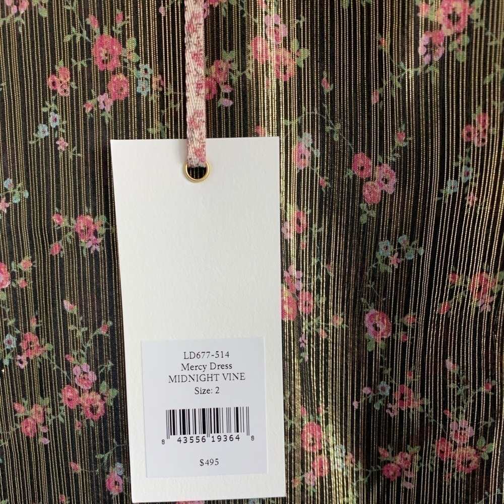 LoveShackFancy Mercy Floral-print Lamé-weave Dress - Picture 7 of 13